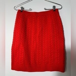 Roja, red, cable knit, sweater mini skirt. Size S